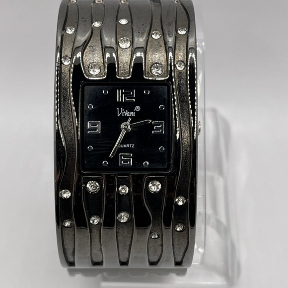 Accessories - Vivani Women's Bangle Band Quartz Watch Crystal Accent‎ Gunmetal- New Battery